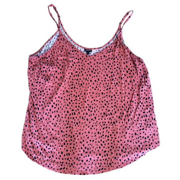 Torrid Cami Tank Top Womens Plus Size 5 Orange Black Dot Adjustable Strap Darts - Picture 1 of 4